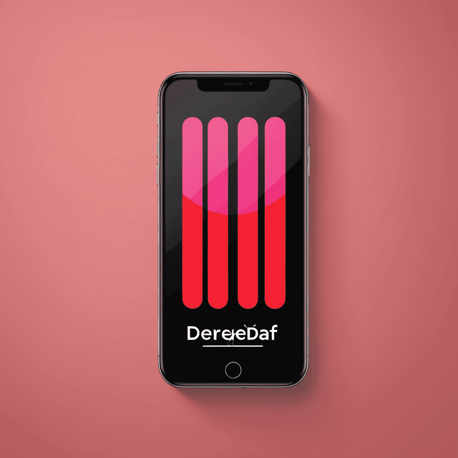 Deregedaf.com logo - A stylized mobile phone with ascending signal bars in red and pink