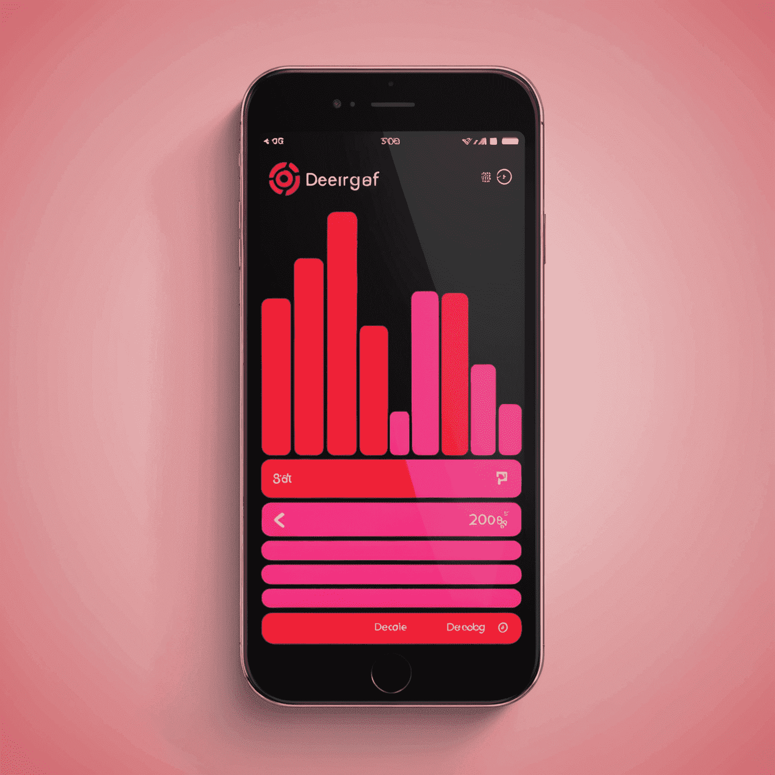 Deregedaf.com logo - A stylized mobile phone with ascending signal bars in red and pink