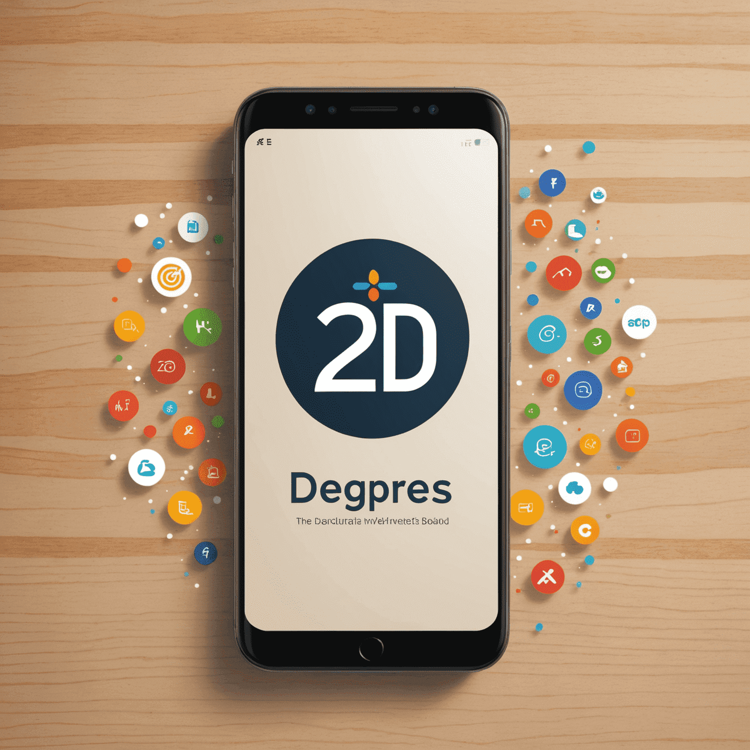 A smartphone displaying the Two Degrees logo with animated data symbols floating around it, emphasizing the double data offer